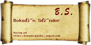 Boksán Sándor névjegykártya
